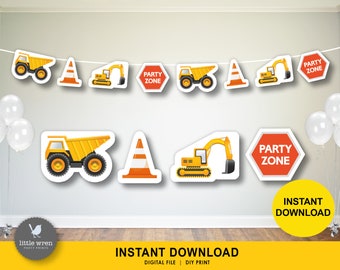 Construction Cake Topper, Cake bunting, cake sign, Custom cake topper, Construction Birthday Party, Digger Party, personalised cake topper