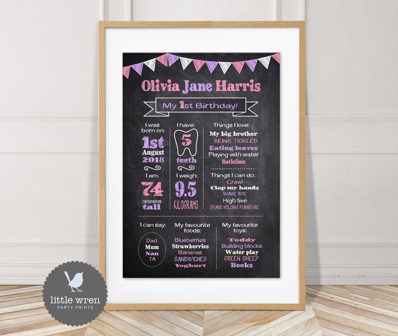 Milestone Board, Chalkboard poster, first birthday print, milestone chart, chalkboard poster, birthday board, birth poster, 1st birthday image 6