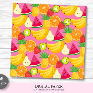 Twotti Frutti digital paper, INSTANT DOWNLOAD, fruit background, fruit digital paper, two-tti frutti, tutti fruity, fruit pattern