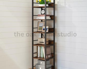 6 Tier Corner Shelf Industrial Bookshelf Plant Stand Display Storage Organizer Rustic Furniture Home