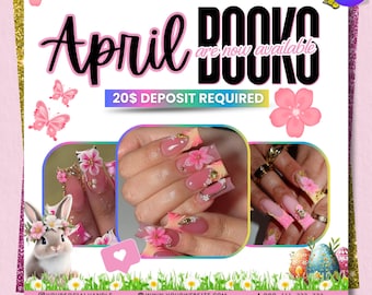Editable April Booking Flyer, Spring Theme, Nail Salon Promotions, Digital Download, Customizable Canva Template, Instant Access