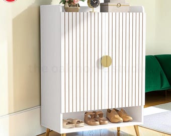 7-Tier Shoe Cabinet With Doors, Adjustable Shoe Storage Organizer for Entryway