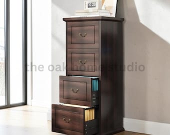 4 Drawer File Cabinet, Rustic Vertical Office Organizer for Letter & A4 Files