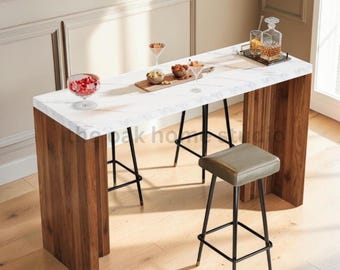 Modern 55 Inch Bar Table, Counter Height Pub Table for Kitchen & Dining