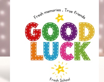 Editable Good Luck Greeting Card Template, Colorful School Farewell Printable, Student Encouragement Note, Teacher & Friends Digital