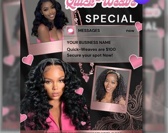 Quick-Weave Special Flyer, Editable Beauty Appointment Template, Special Offer, Canva Digital Download, Instant Access