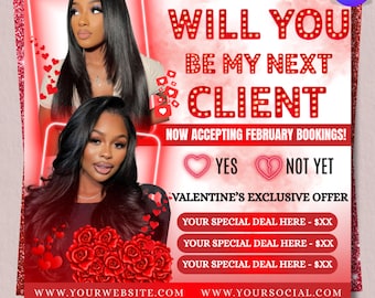 Valentine's Client Booking Flyer, Editable Canva Template (Instant Download)