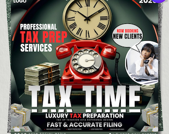 Tax Prep Service Flyer, Tax Flyers 2026, Income Tax Preparer Flyers, Accounting Services Flyers, Credit Repair Flyer. Canva Template