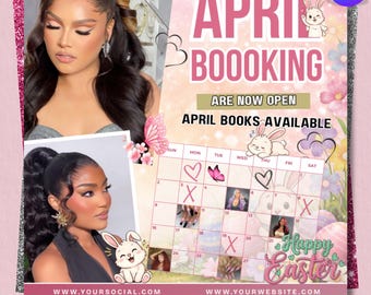 April Booking Flyer, Spring Booking Flyer, Editable Canva Template, Beauty Services Flyer, Appointment Flyer, Easter Special Flyer