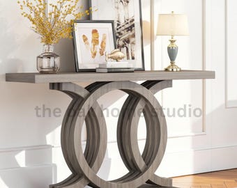 55 Inch Geometric Console Table, Modern Entryway Sofa Table, Hallway Accent Console, Living Room Display Table, Narrow Foyer Table