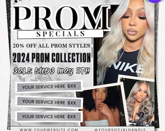 Prom Special Flyer, 2026 Prom Collection, Editable Canva Template, Prom Sale Flyer, Instant Download, Beauty Salon Promotion
