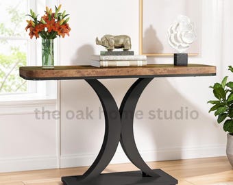 40 Inch Console Table Narrow Entryway Foyer Table Industrial Geometric Accent Furniture Storage