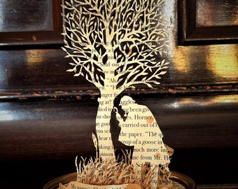 Sherlock Holmes book lover quote tree paper art in a glass dome