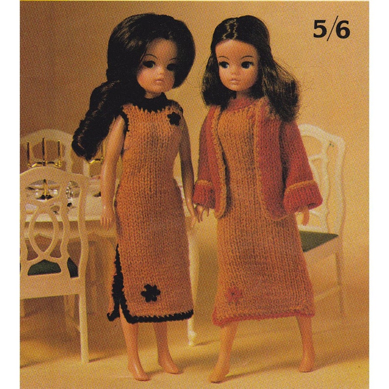 Vintage Sindy Doll Knitting Pattern Dress & Jacket Set 12 Inch Dolls Barbie image 1
