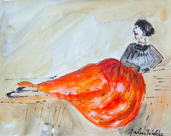Original watercolour painting, inspired by Amadeo Boccha,  art cheap art watercolour, autumn art