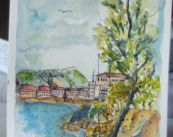 Budapest  Margaret Island original watercolor art