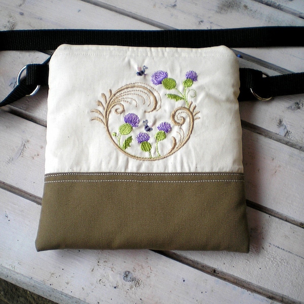 Belt bag/belt pack/hip bag/ fanny pack/ waist bag/ waist purse/woman bag/Thistle Boho bag/ Black lotus bag