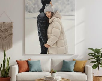 Personalized Portrait Painting, Custom Wedding Gift, Ready to Hang Canvas