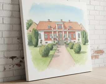 Custom Hand‑Painted House Portrait, Watercolor Home Illustration, Our First Home Sign, Wall Art