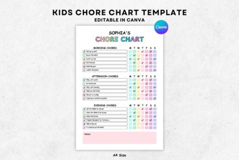 Kids Chore Chart Printable - Etsy