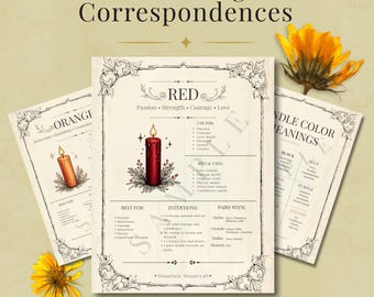 Kerzenfarbe Bedeutungsführer | Kerzenzauberkorrespondenzen | Grimoire Stil (PDF Download)