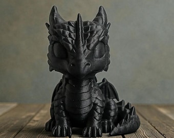 Mini escultura de dragón impresa en 3D – Figura de dragón de fantasía – Decoración de escritorio – Dragón de 5 cm
