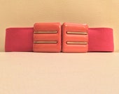 Vintage 1970s retro pink belt with resin stripe buckle