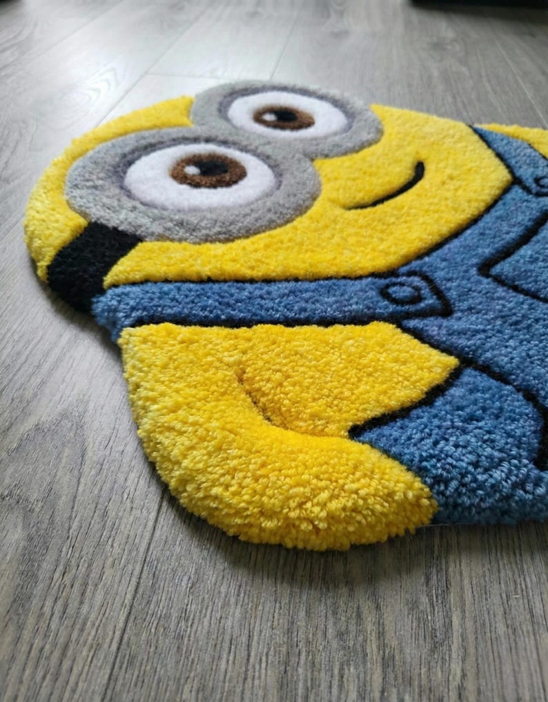 Esty Rugs Characters Hand Tufted Cartoon Character Rug, Yellow Blue Kids Room Floor Mat ...