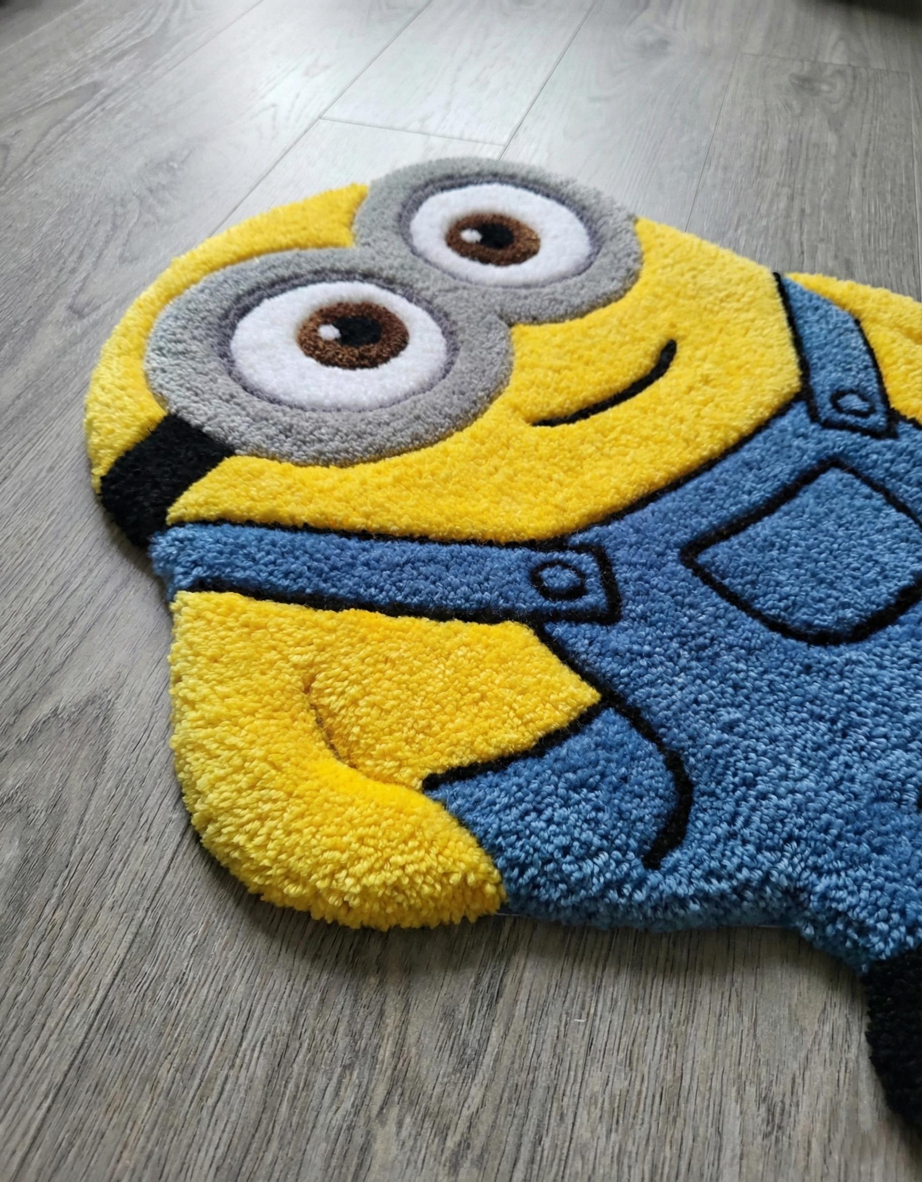 Hand Tufted Cartoon Character Rug, Yellow Blue Kids Room Floor Mat ...