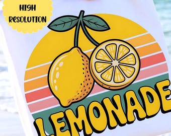 Limonade rétro d'été PNG, graphique vintage d'agrumes et de coucher de soleil (téléchargement numérique)