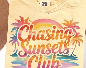 Chasing Sunsets Club PNG, aquarelle Summer Beach Graphic (téléchargement numérique)
