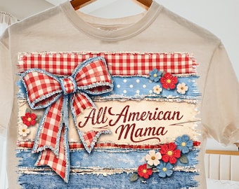 Chemise All American Mama, nœud floral patriotique (téléchargement numérique)