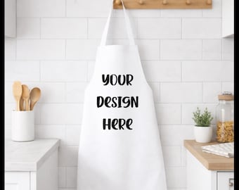 Maquette de tablier blanc vierge | Scène de cuisine PNG (téléchargement instantané) Sublimation, broderie