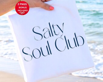 Retro Salty Soul Club PNG | Design minimaliste de plage côtière (téléchargement numérique)