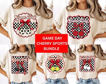 Pack sport cerise Game Day | Noeud de coquette PNG Designs (téléchargement numérique)