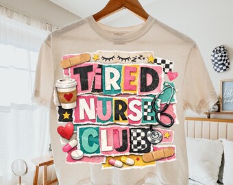 Fated Nurse Club PNG, infirmière rétro collage graphique (téléchargement numérique)