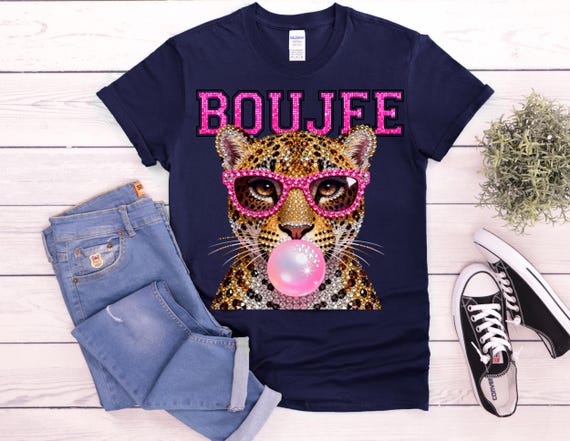 Boujee Leopard PNG | Rhinestone Leopard with Pink Glasses | Trendy Sublimation Design | Fashionista Digital Download