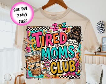 PNG Fated Moms Club, illustration rétro de la vie de maman en détresse (téléchargement numérique)
