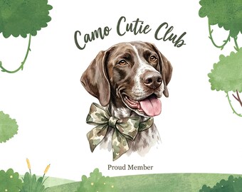 Chien camo avec noeud PNG, GSP Sublimation Design (téléchargement numérique)