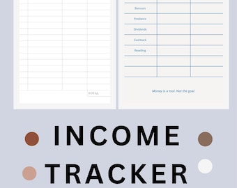 Income Tracker Planner – Monthly Budgeting, Personal Finance Log, Business Expense Tracker