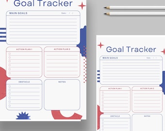 Retro Goal Tracker A4 Document – Motivational Wall Planner for Students Professionals