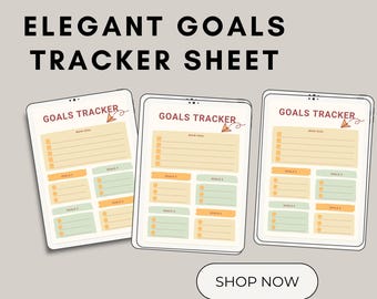 Elegant Goals Tracker Sheet, Stylish Planning Tool, Personal Development Aid