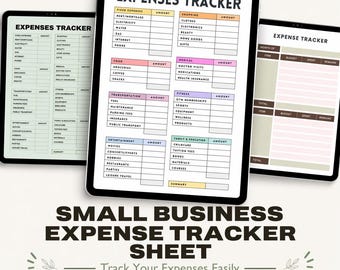 Small Business Expense Tracker Sheet, Finance Management Tool (Printable PDF)