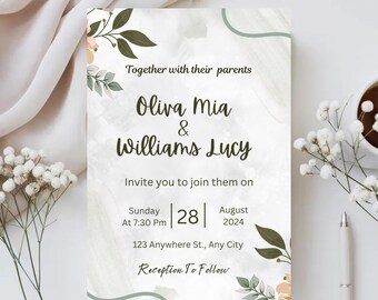 Classic Romance Wedding Invitation – Elegant Handmade Card for Couples, Wedding or Bridal Shower Gift