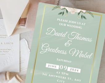 Greenery Wedding Invitation Suite – Botanical Stationery for Rustic Ceremonies