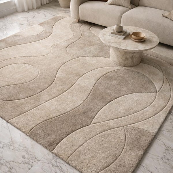 Hand-Tufted Wool Rug – Retro Abstract Sculptural Design 8x10 ft