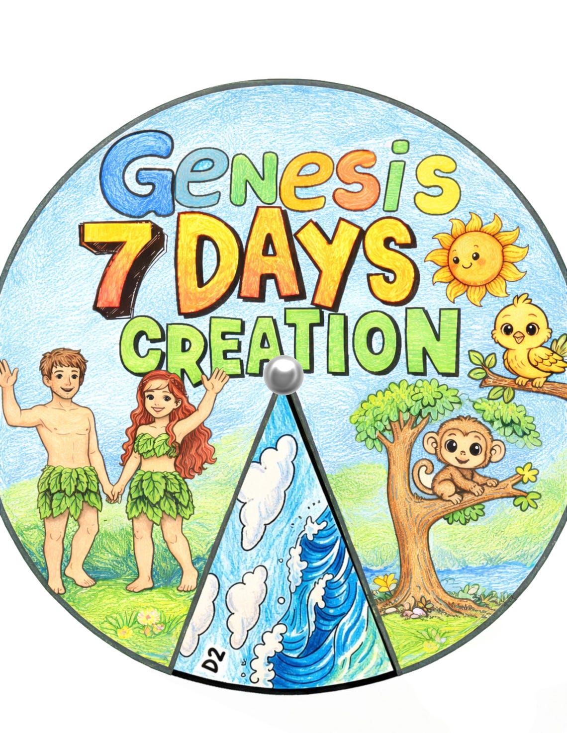 Days of Creation Coloring Wheel Bible Craft Spinning Wheel 7 Days of ...