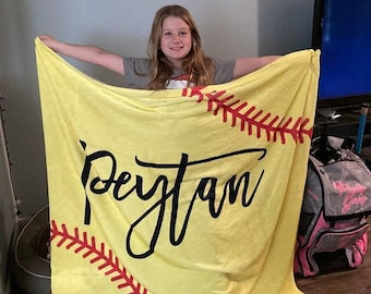 Custom Softball Blanket - Personalized Name, Team Gift (Multiple Styles/Sizes)