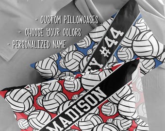 Personalized Volleyball Pillowcase: Custom Name & Colors, Double Sided Print