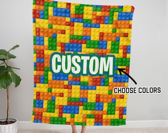 Building Bricks Personalized Name Blanket (Multiple Style - Sizes)